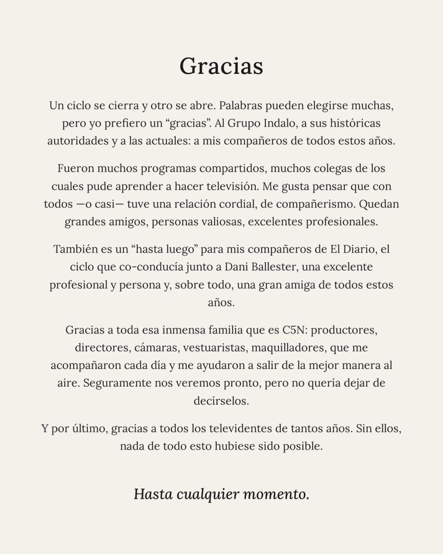 Julián Guarino tras dejar C5N