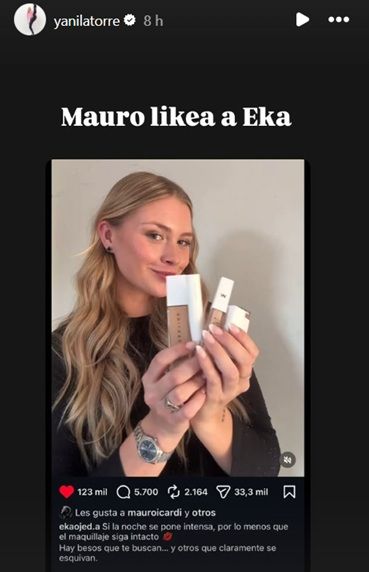 Mauro Icardi le dio like a un posteo de Ekaterina Ojeda