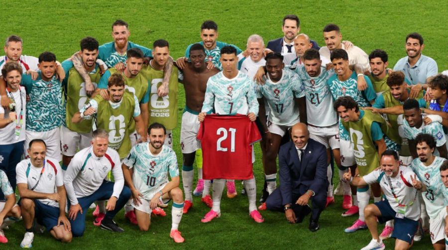 Selección de Portugal tras el tirunfo ante Croacia