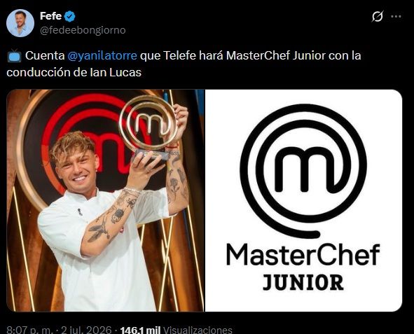 Yanina Latorre reveló que Ian Lucas conducirá Masterchef Junior en Telefe