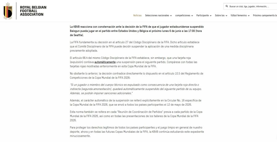 Comunicado RBFA 06072026