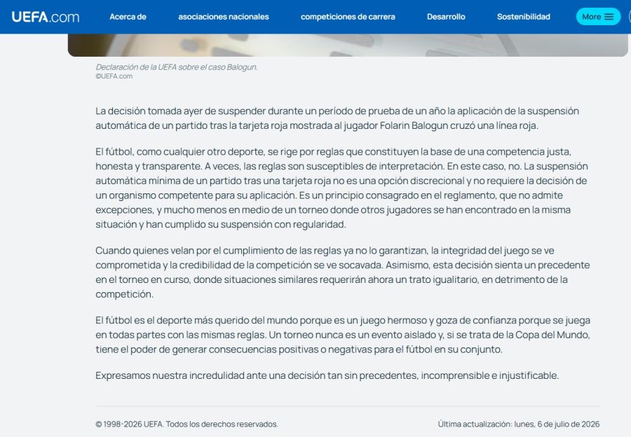 Comunicado UEFA 06072026