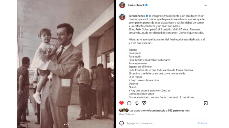 Karin Cohen por la muerte de su papá
