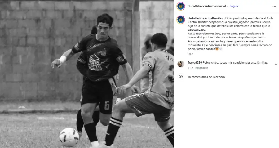mensaje del club para jeremias correa 06072026