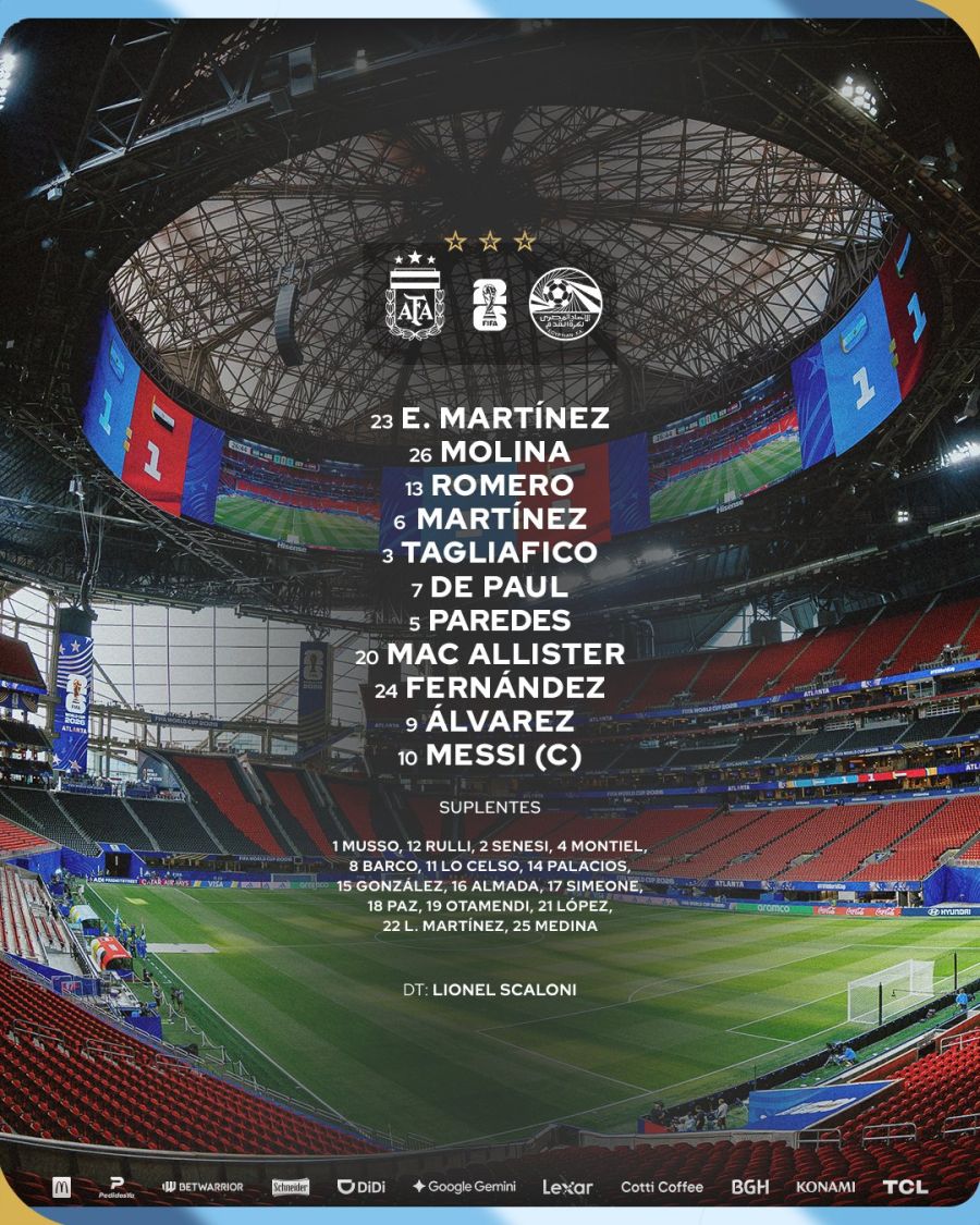 Formación de Argentina vs Egipto