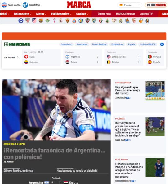 La reacción de los medios al triunfo de Argentina
