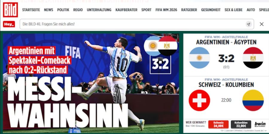 La reacción de los medios al triunfo de Argentina