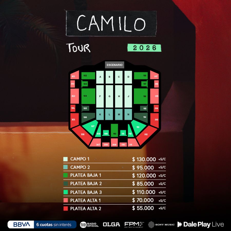 Precios del show de Camilo en el Movistar Arena