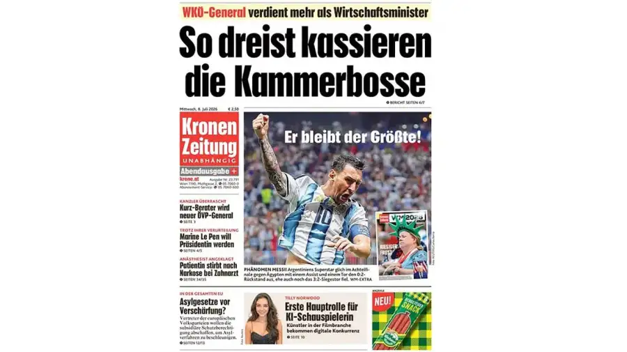 Messi en las portadas de los diarios del mundo 08072026