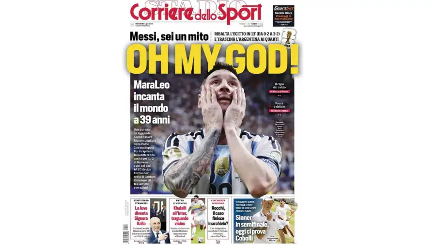 Messi en las portadas de los diarios del mundo 08072026