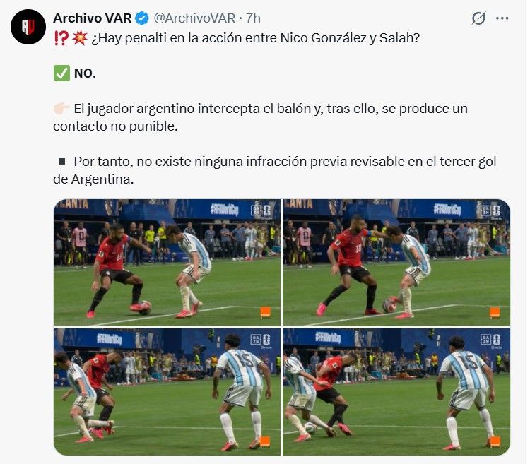 Revisión del VAR de la jugada entre Nico González y Salah
