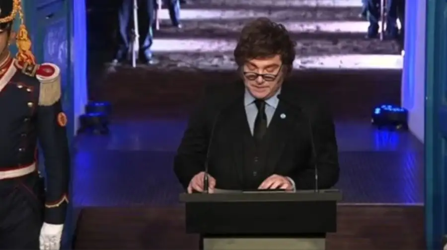Milei hablando en el acto del 9 de Julio en 2025.
