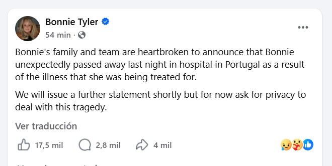 Muerte de Bonnie Tyler