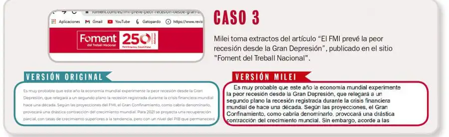 Plagios de Milei con textos de diferentes autores.