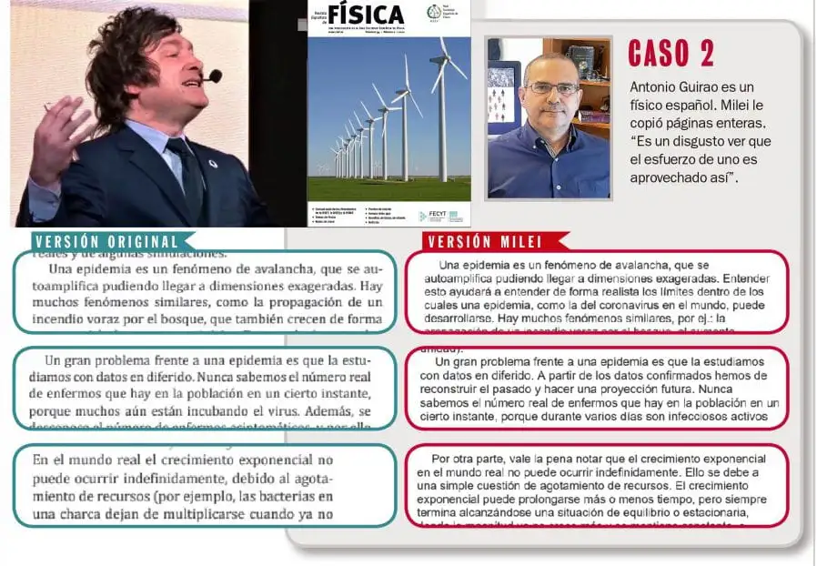 Plagios de Milei con textos de diferentes autores.