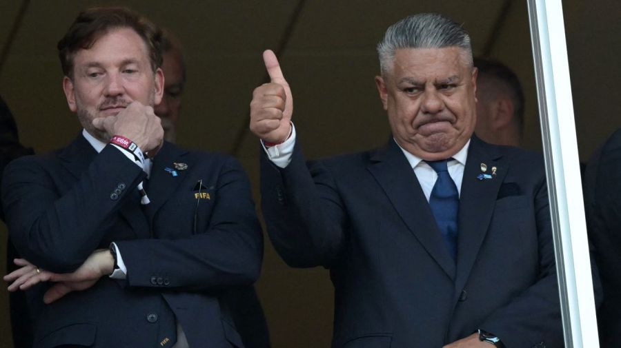 El presidente de la CONMEBOL, Alejandro Domínguez y Claudio Chiqui Tapia 11072026