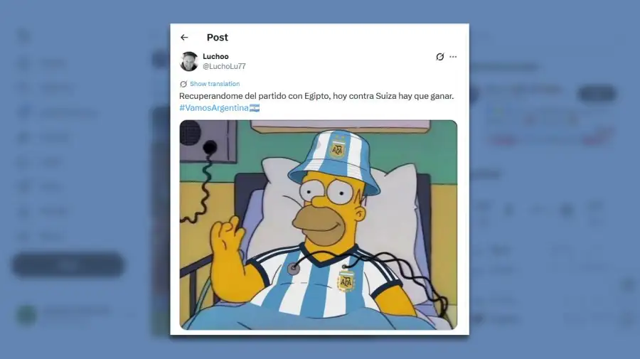 Posteos en X del partido Argentina vs Suiza 11072026