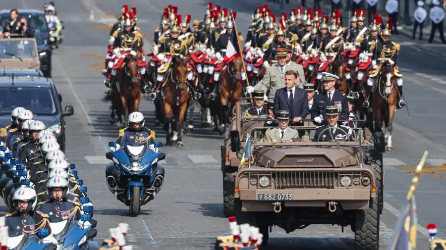Macron en el desfile militar anual del Día de la Bastilla 14072026
