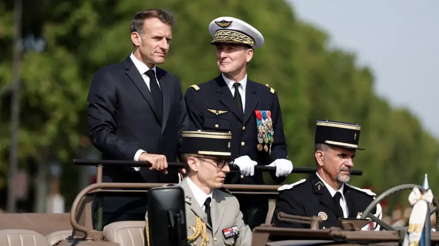 Macron en el desfile militar anual del Día de la Bastilla 14072026