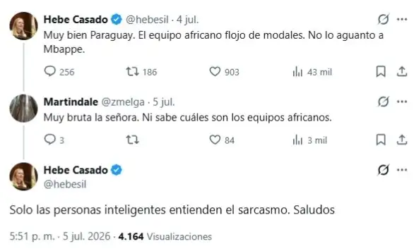 Posteo de Hebe Casado sobre Francia 1