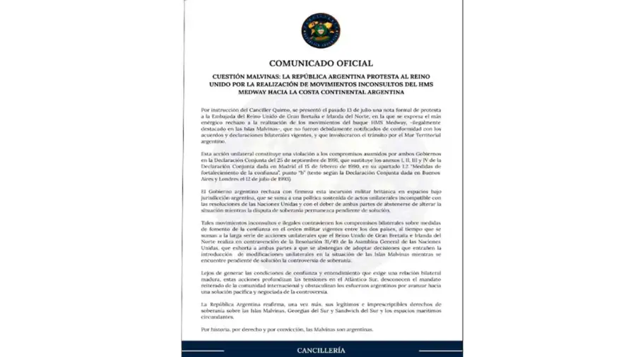 Comunicado de Cancillería 16072026