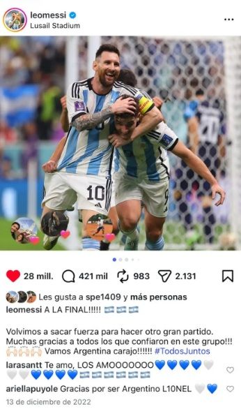 Posteo de Messi 