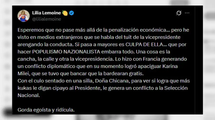 Tweet Lemoine a Villarruel