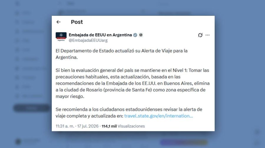 Posteo Embajada de EEUU en Argentina 17072026
