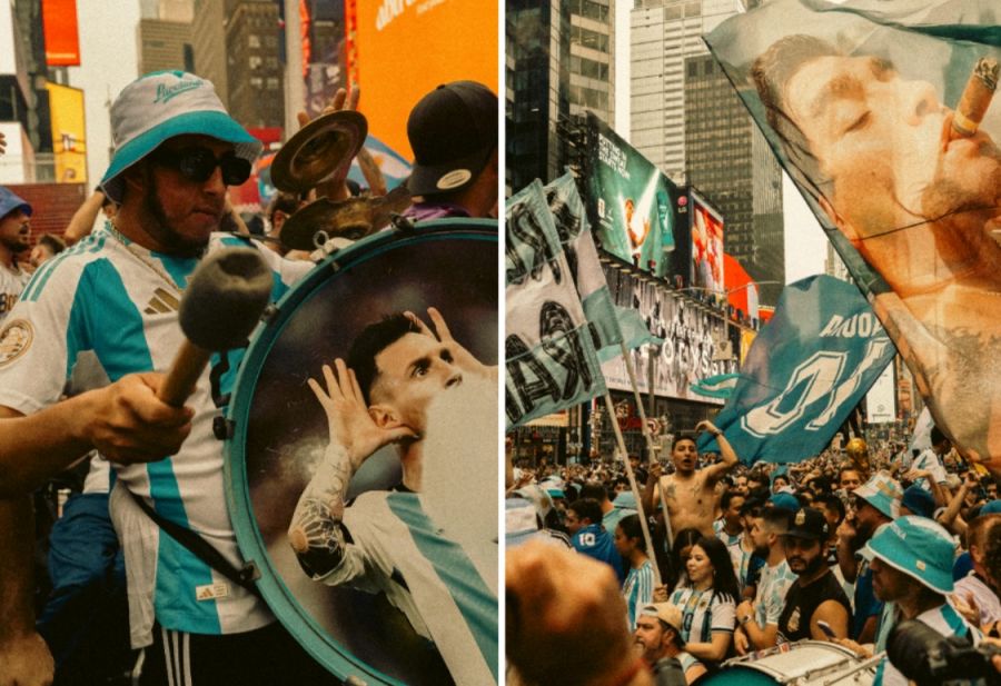 La hinchada argentina arrasa con el Banderazo en Times Square antes de la final del Mundial 2026