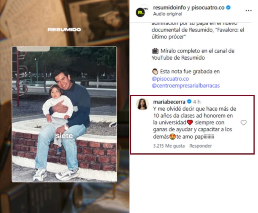María Becerra junto a Pedro Becerra, su papá
