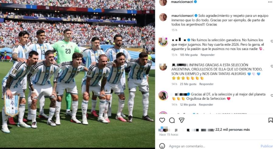 El mensaje de Mauricio Macri a la Selección Argentina