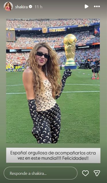 El mensaje de Shakira después de la final entre Argentina y España