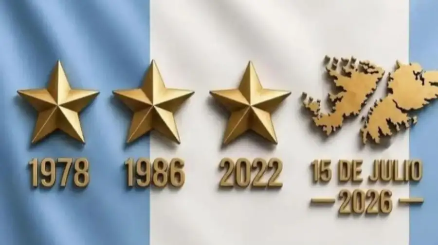 Las tres estrellas y, en lugar de donde iría la cuarta, la imagen de las islas