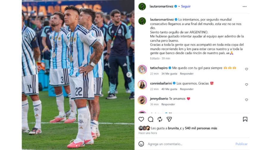 Lautaro Martínez tras la final del Mundial 2026