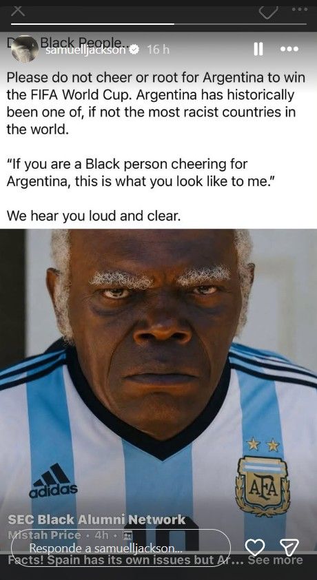 Polémica publicación del actor Samuel Jackson contra Argentina