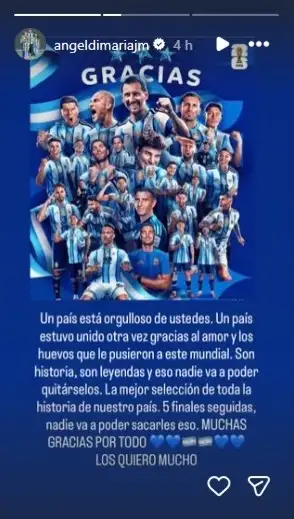 Posteo de Ángel Di María