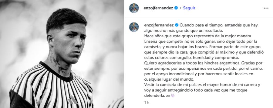 Posteo de Enzo Fernández
