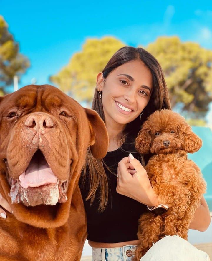 Antonela Roccuzzo con sus perros