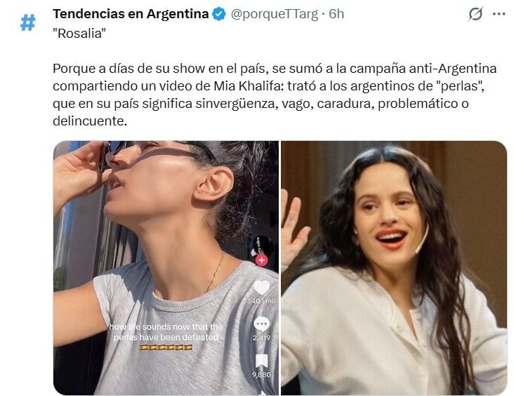 Polémica con Rosalía en Argentina