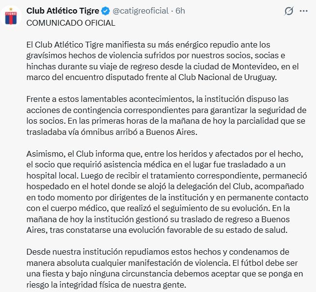 Comunicado Tigre