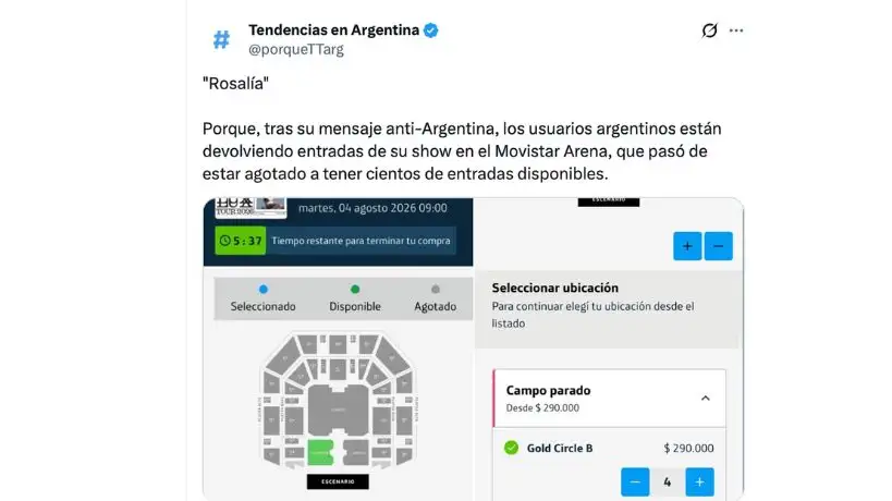 Devolución de entradas del concierto de La Rosalia