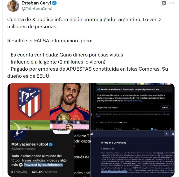 Difamación contra jugadores de la Selección