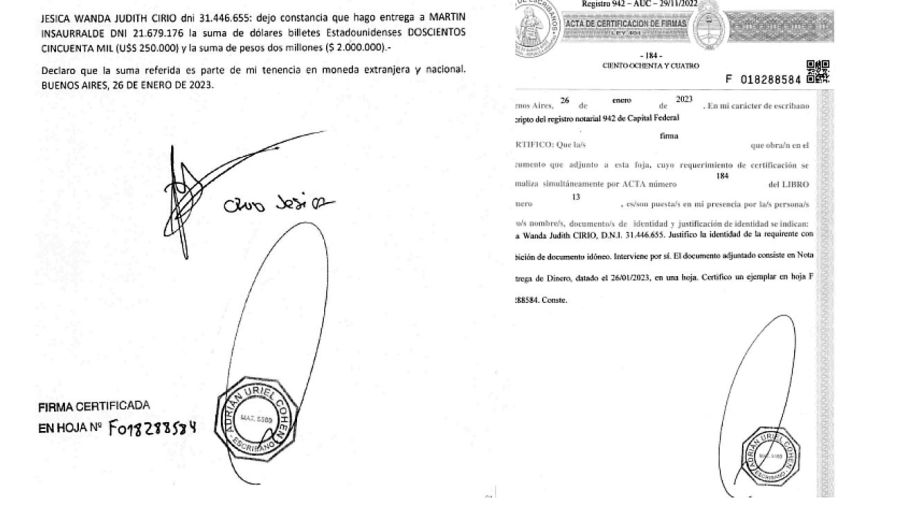 Entrega de 250 mil dólares de Cirio a Insaurralde 22072026