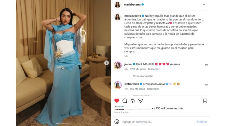 María Becerra defendió a la Argentina