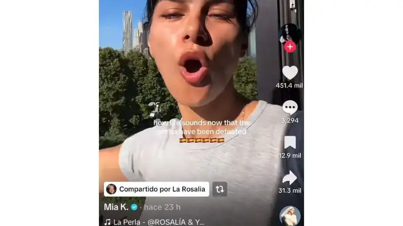 Video de Tiktok compartido por La Rosalia