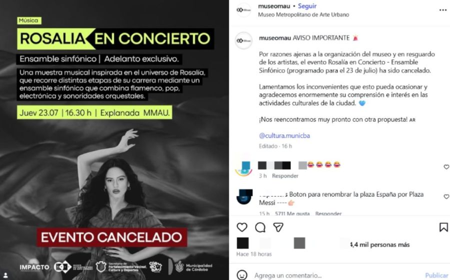 Cancelaron un homenaje sinfónico a Rosalía en Córdoba