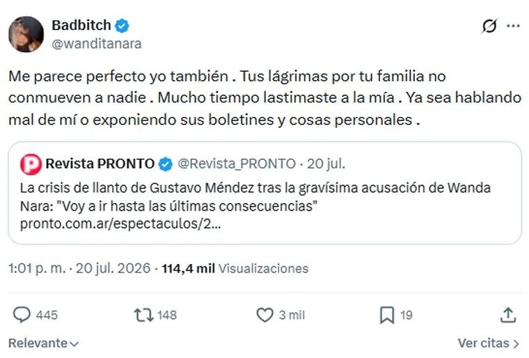 Wanda Nara contra Gustavo Méndez