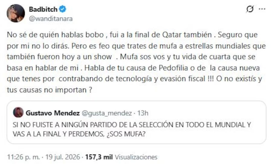 Wanda Nara contra Gustavo Méndez