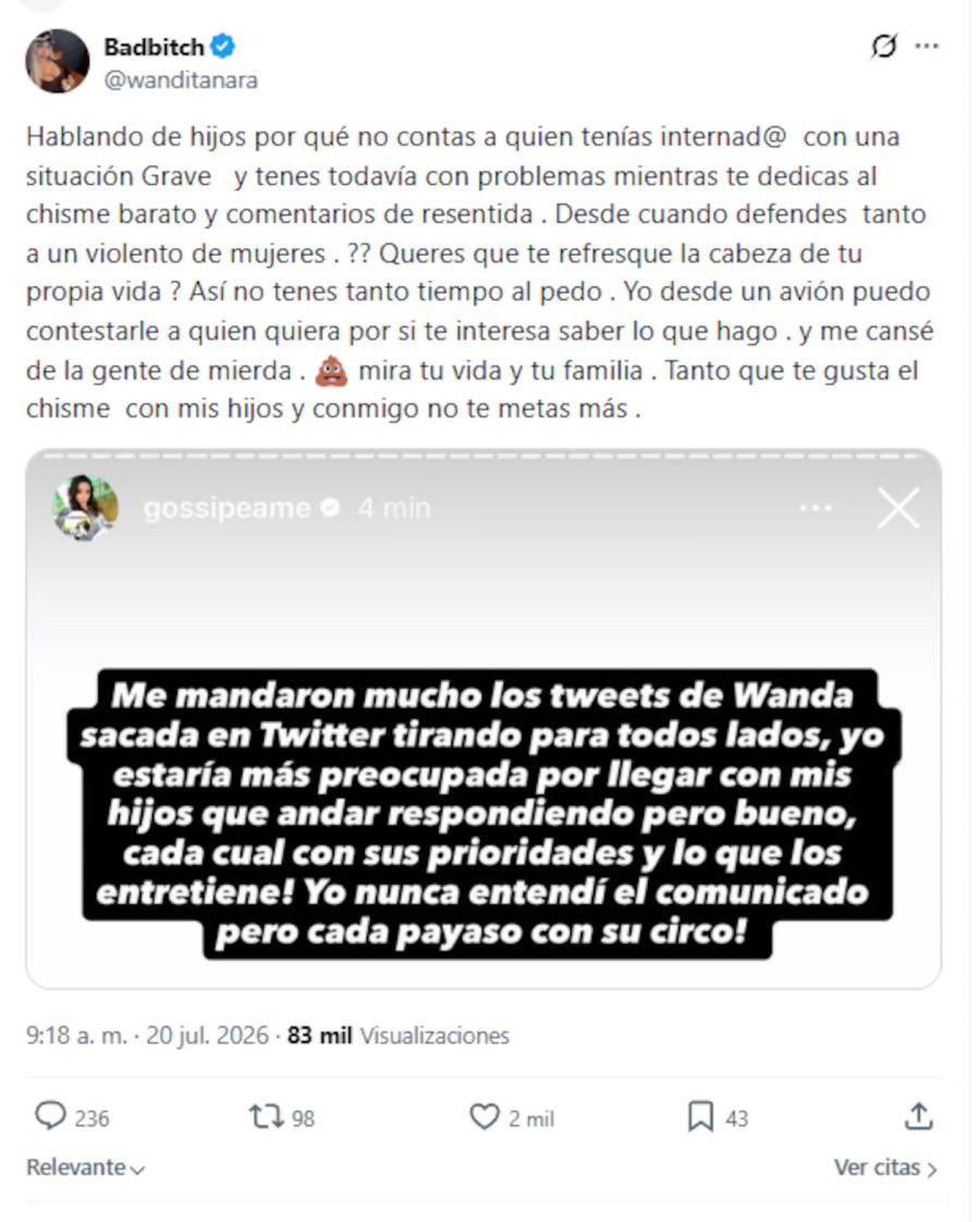 Wanda Nara contra Pochi de Gossipeame