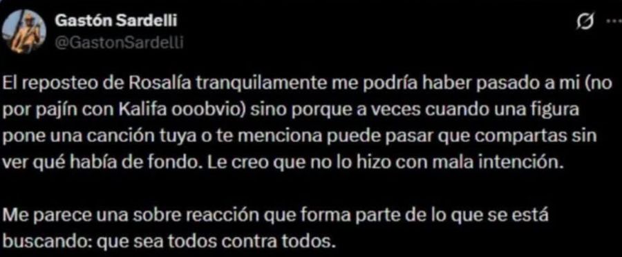 Gastón Sardelli de Airbag defendió a Rosalía tras la polémica